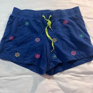 Lilly Pulitzer Blue Women's Shorts with Embroidered Neon Accents